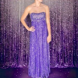 Terani Couture Lavender Strapless Maxi Dress